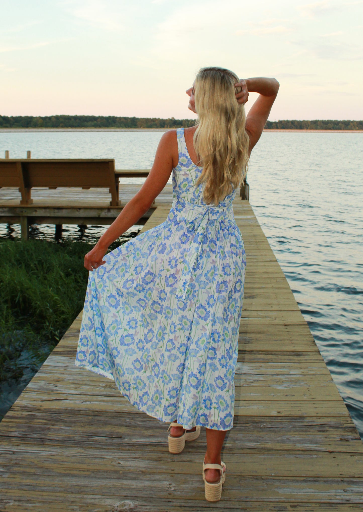 Tilly Blue Floral Midi Dress