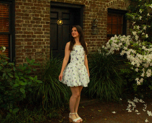 Lily Floral Print Bubble Hem Mini Dress