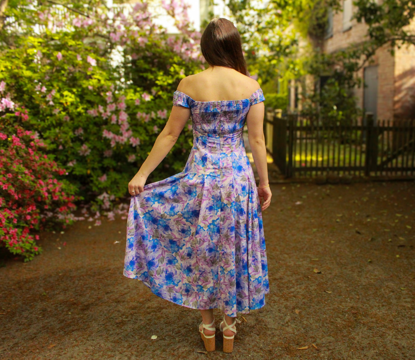 Blue Over You Off Shoulder Midi Dress