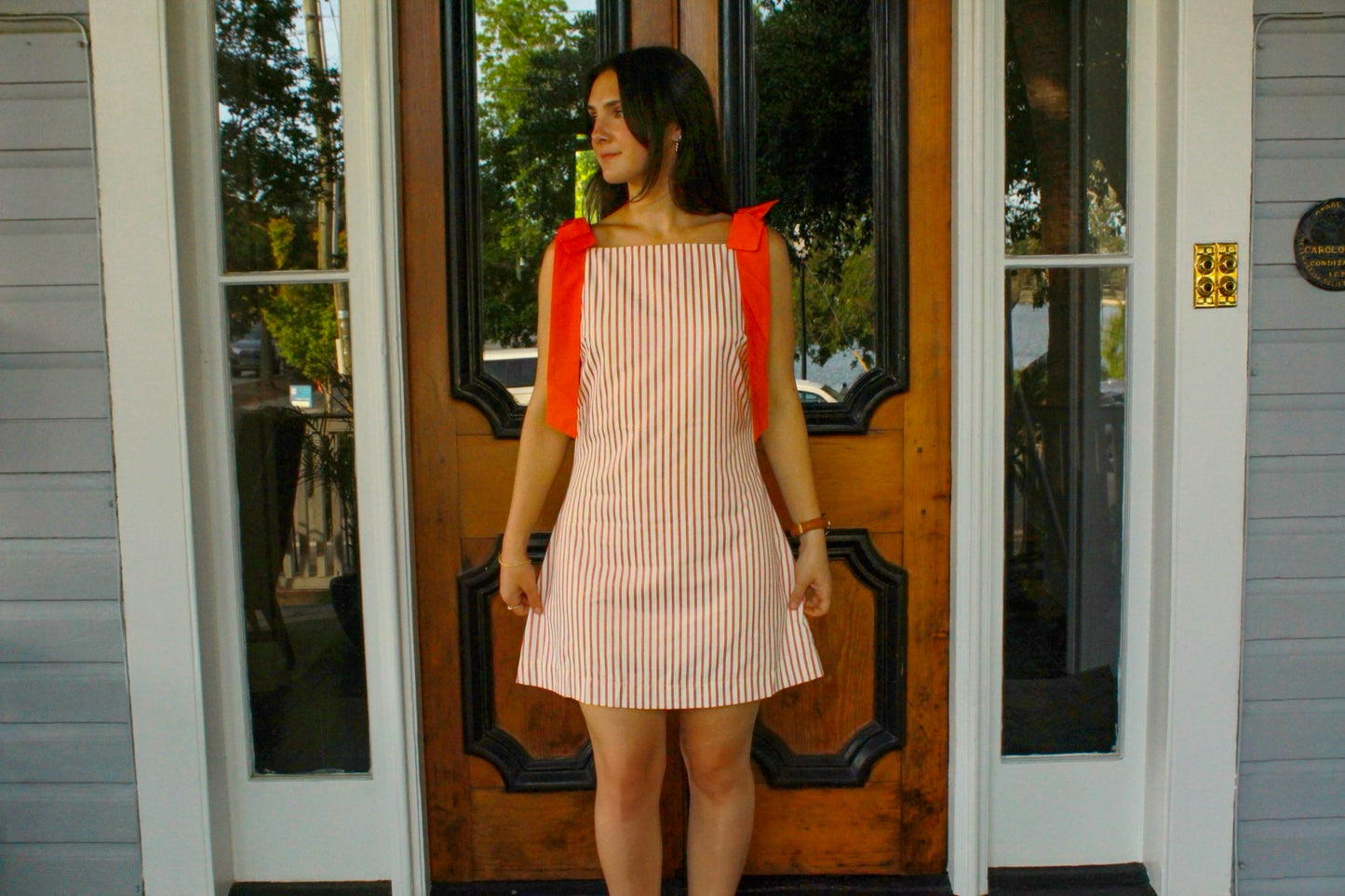 Saylor Striped Bow Mini Dress