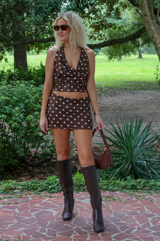 Dotty Polka Dot Halter Top with Skort Set
