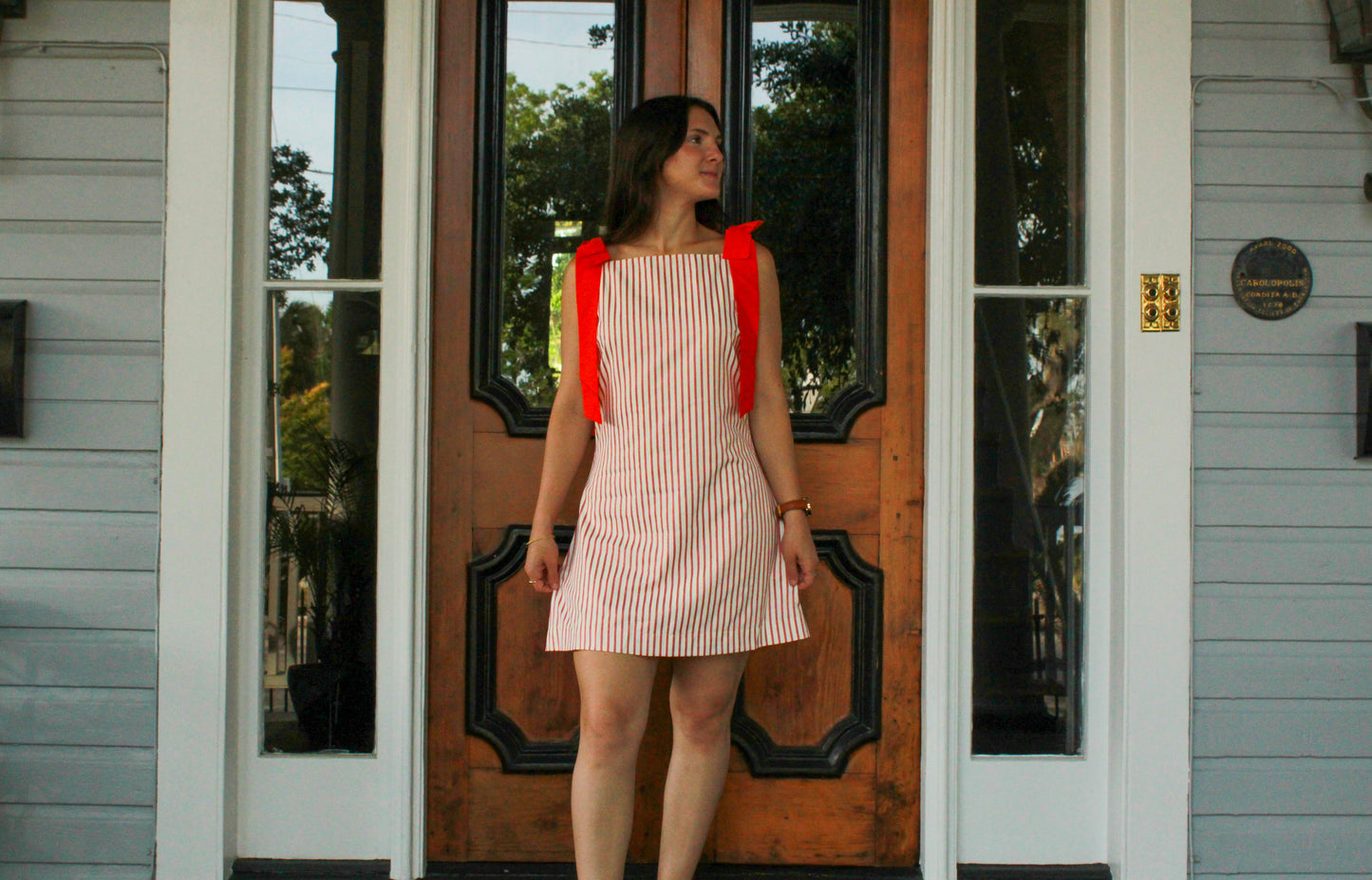 Saylor Striped Bow Mini Dress
