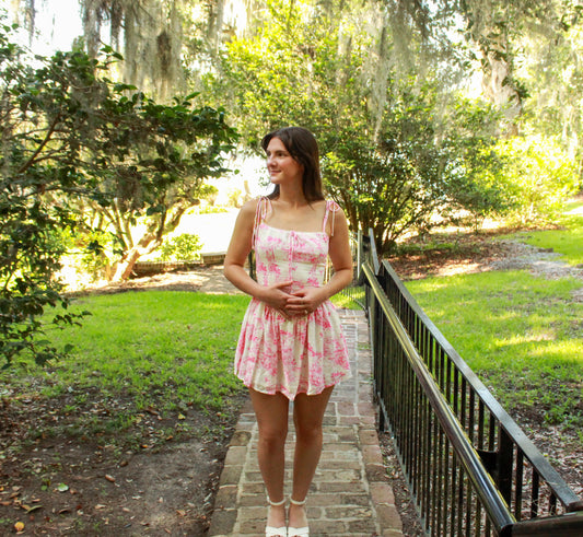 Roselle Pink and White Mini Dress