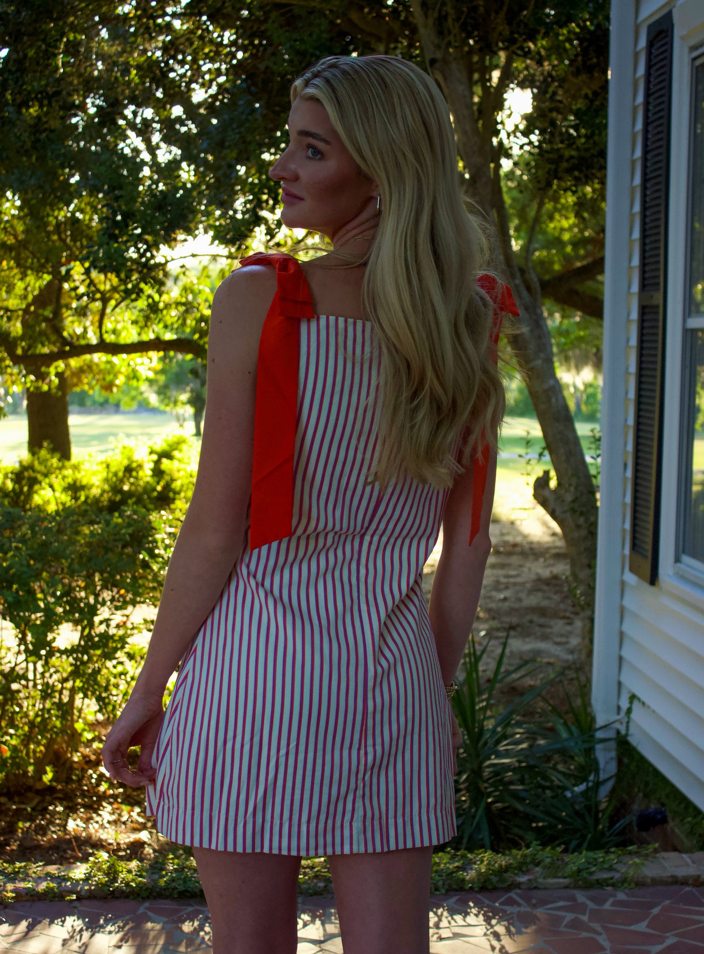 Saylor Striped Bow Mini Dress