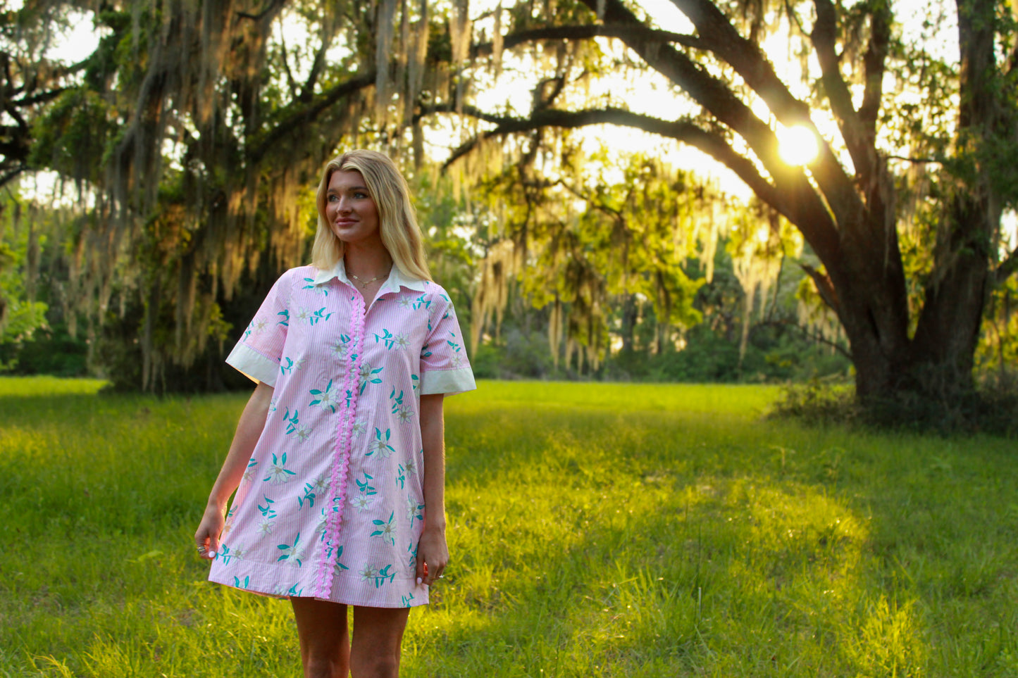 Pink Stripe and Floral Dress