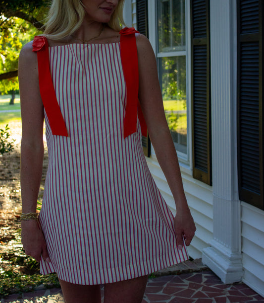 Saylor Striped Bow Mini Dress