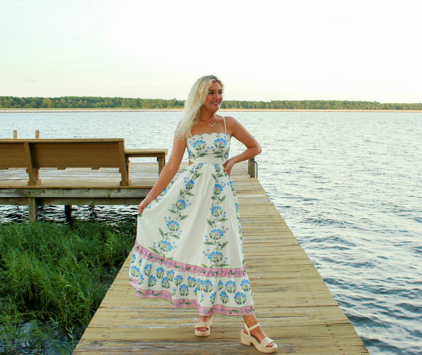 Maise Scalloped Floral Midi Dress
