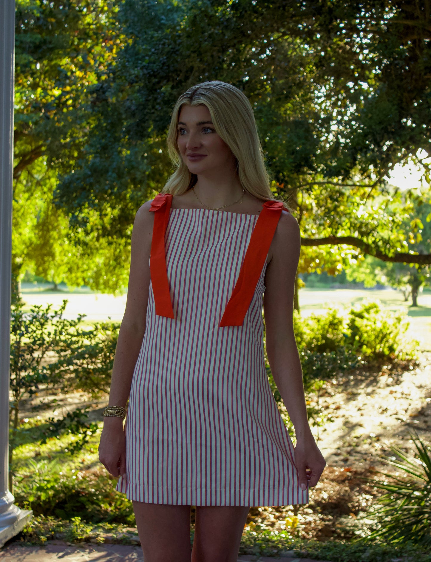 Saylor Striped Bow Mini Dress