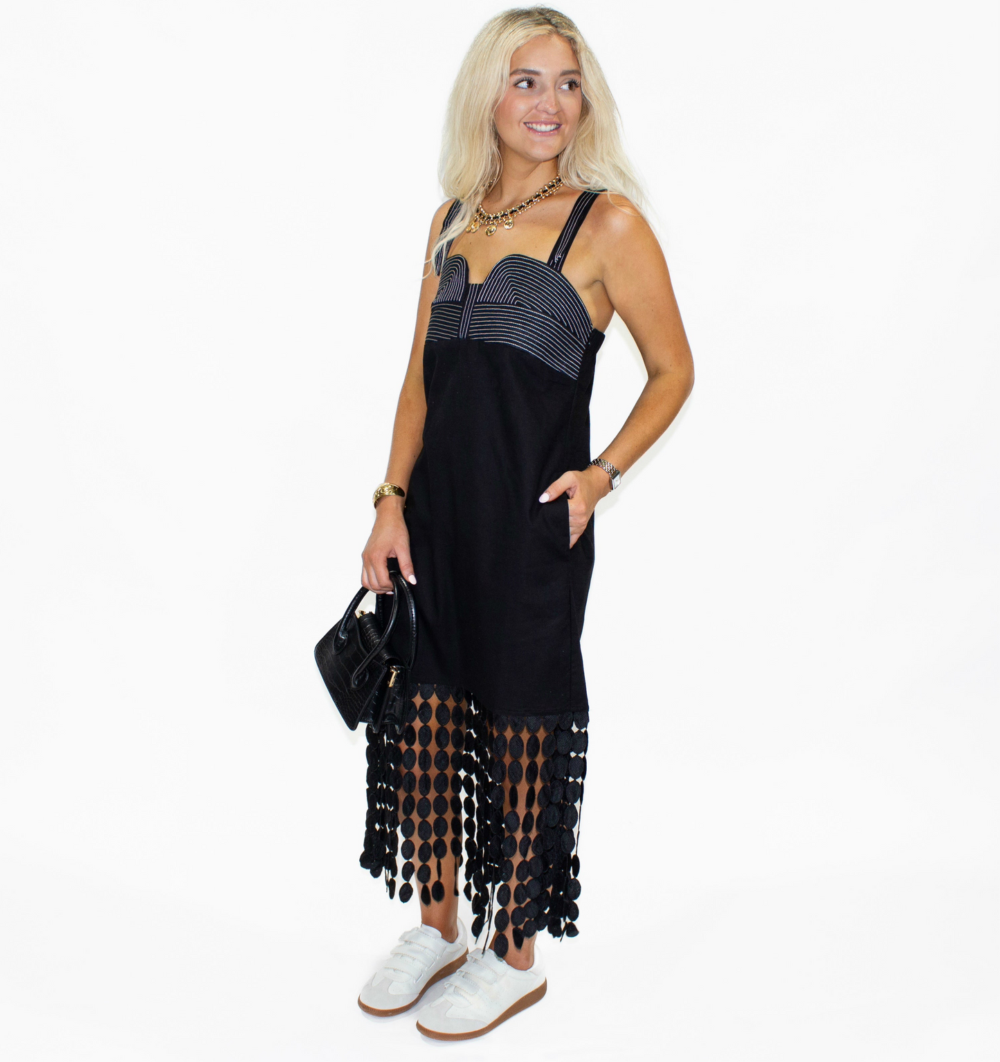 Maren Black Fringe Dress