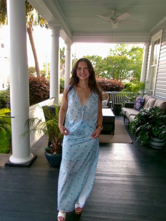 Sweet Caroline Blue Satin Lace- TOP