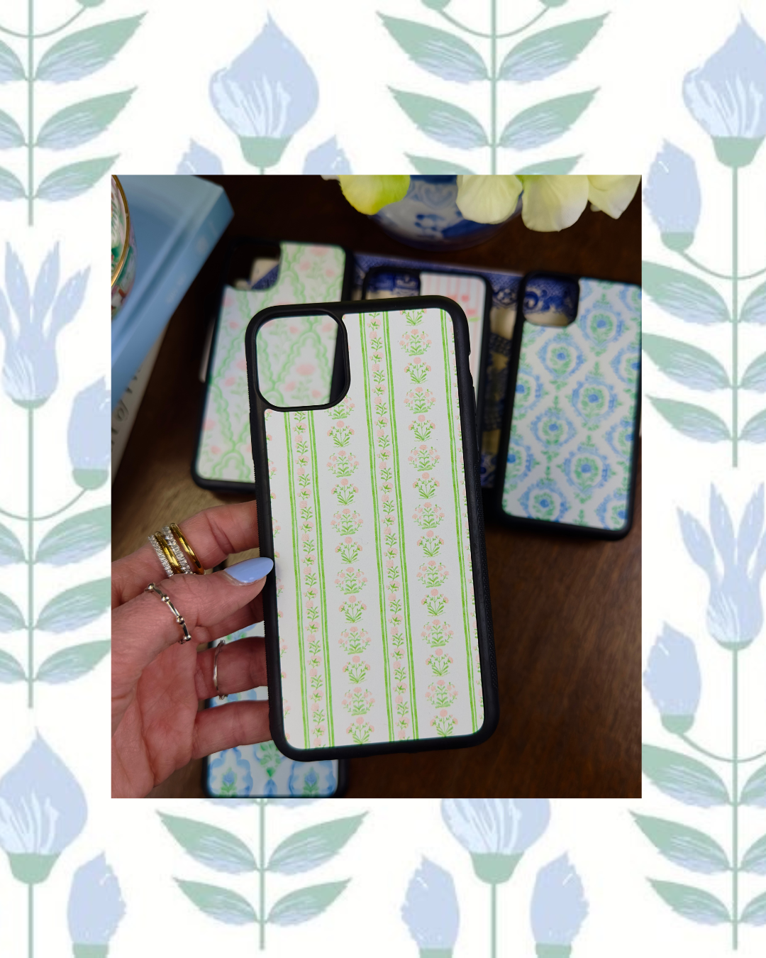 Pink + Green Stripe Phone Case