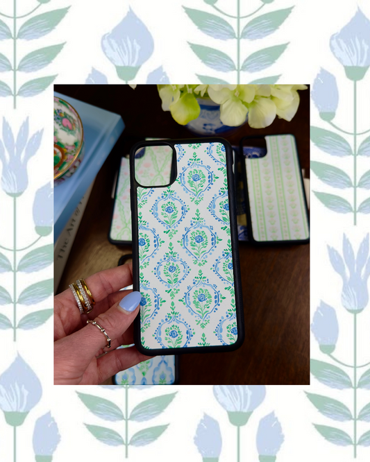 Blue Dots + Floral Phone Case