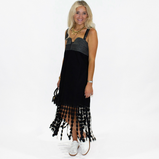 Maren Black Fringe Dress