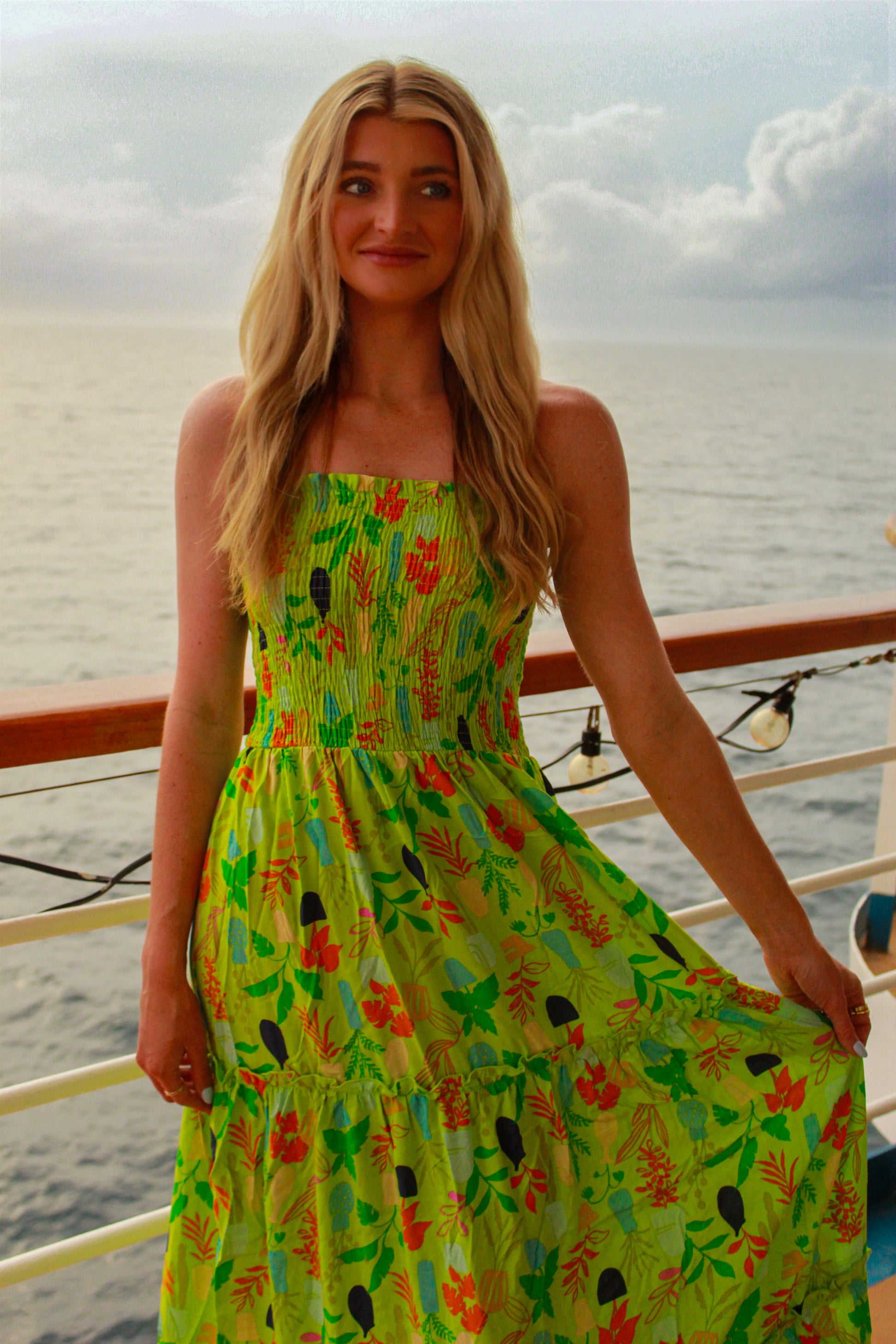 tube top beach dress Long Length Smock Tube Top Pineapple Dress