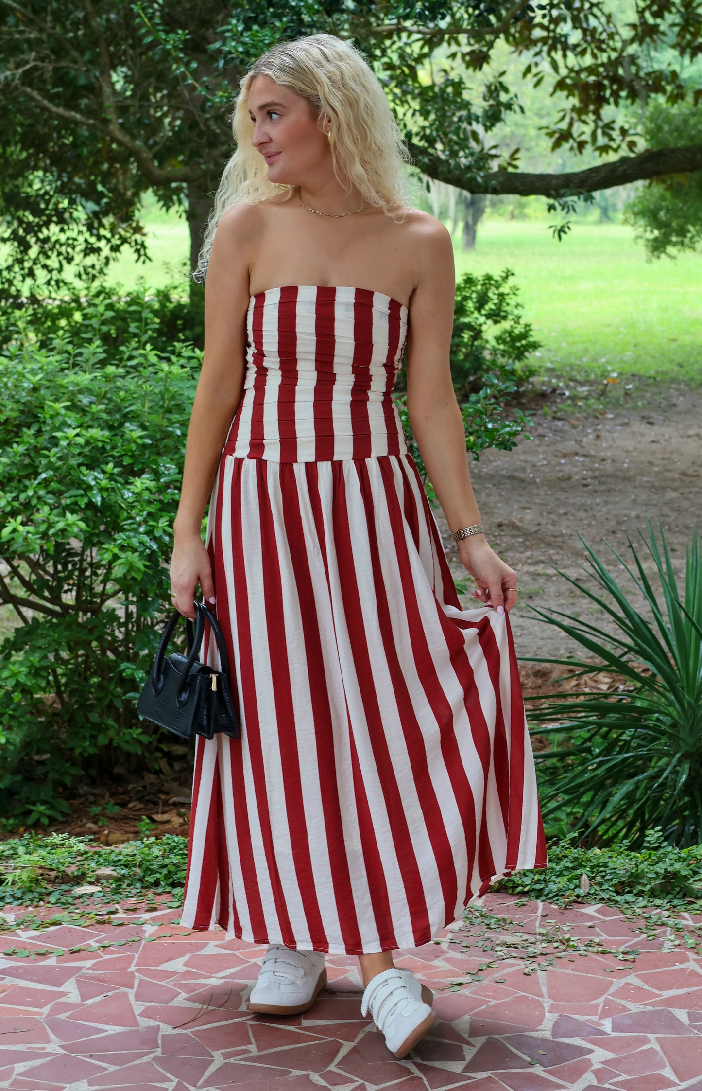Maddie Red and White Striped Dress