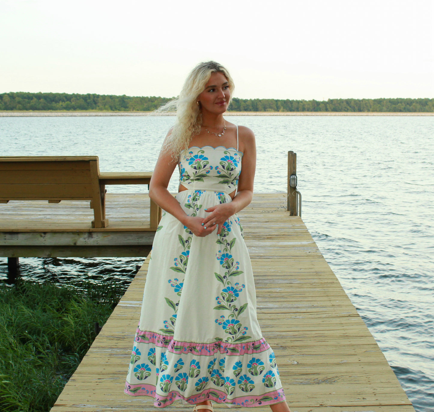 Maise Scalloped Floral Midi Dress