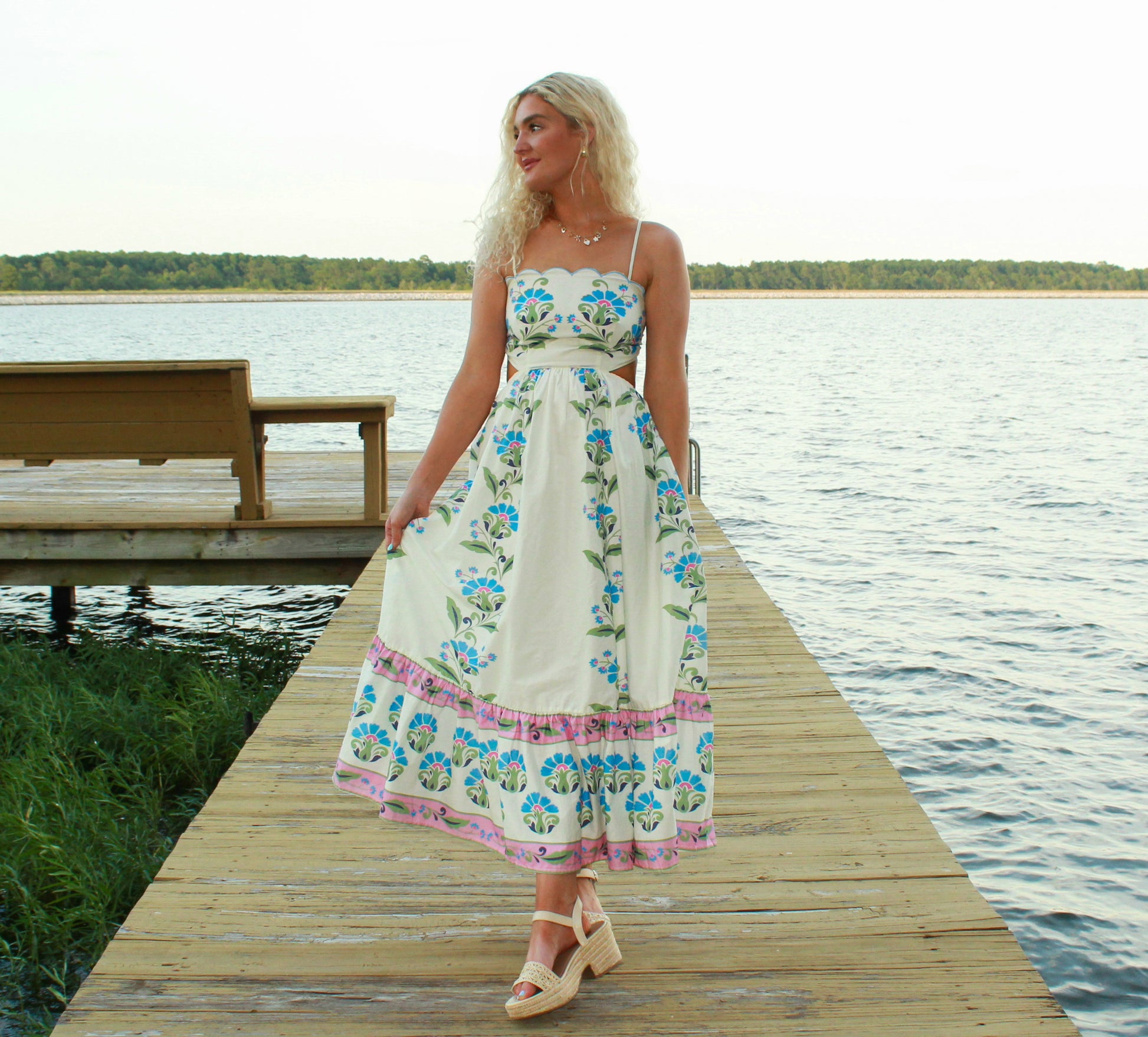 Maise Scalloped Floral Midi Dress Darling Blue Boutique Maise Scalloped Floral Midi Dress Darling Blue Boutique