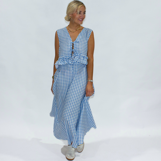 Isabelle Blue Gingham- Top and Skirt