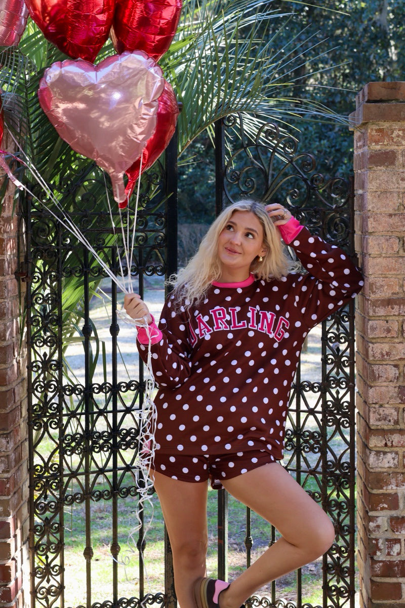 Darling Polka Dot Fleece Lined Sweatshirt