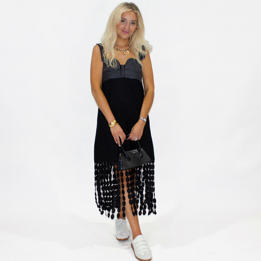 Maren Black Fringe Dress