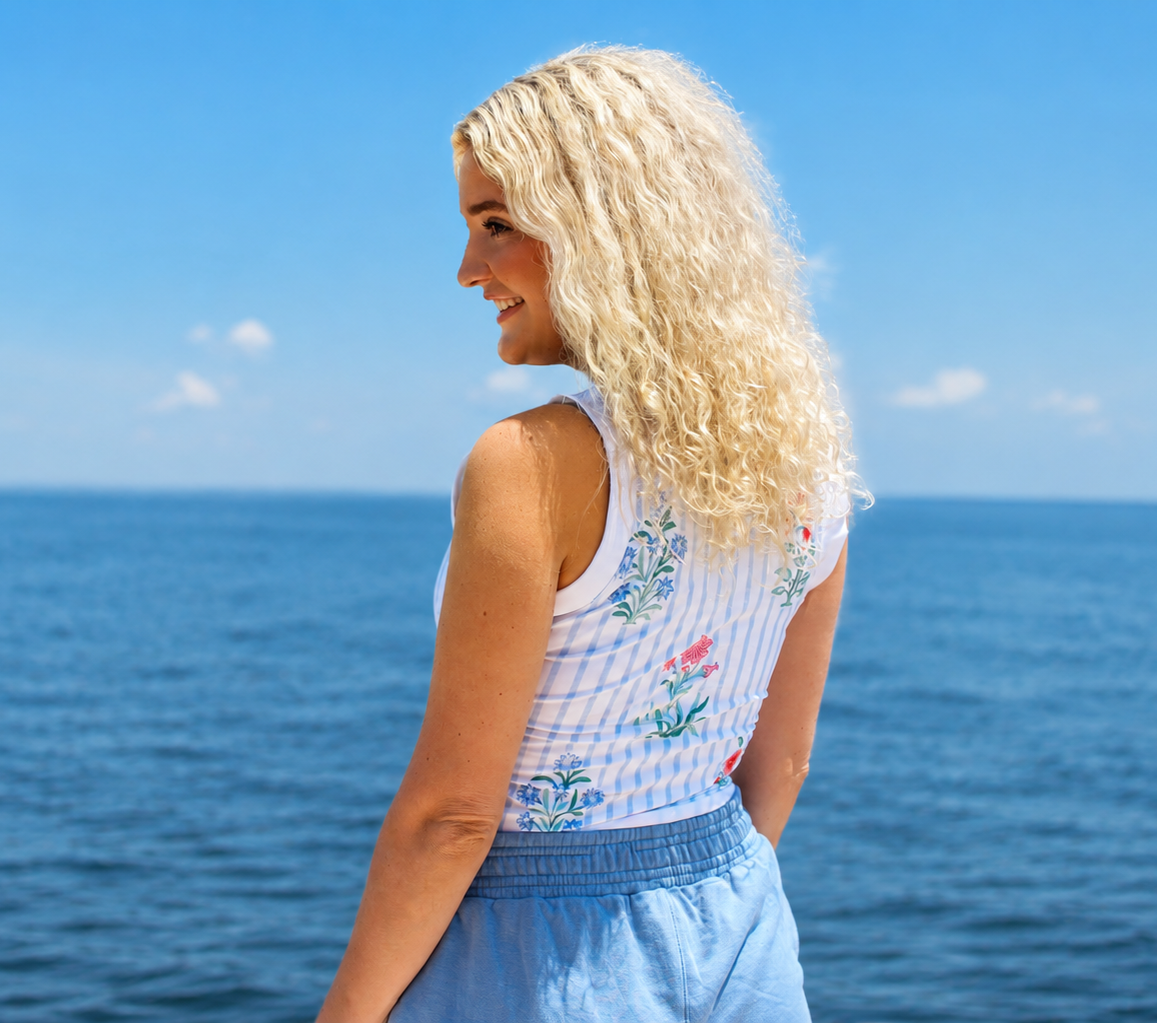 Seaside Blue and White Striped Tank