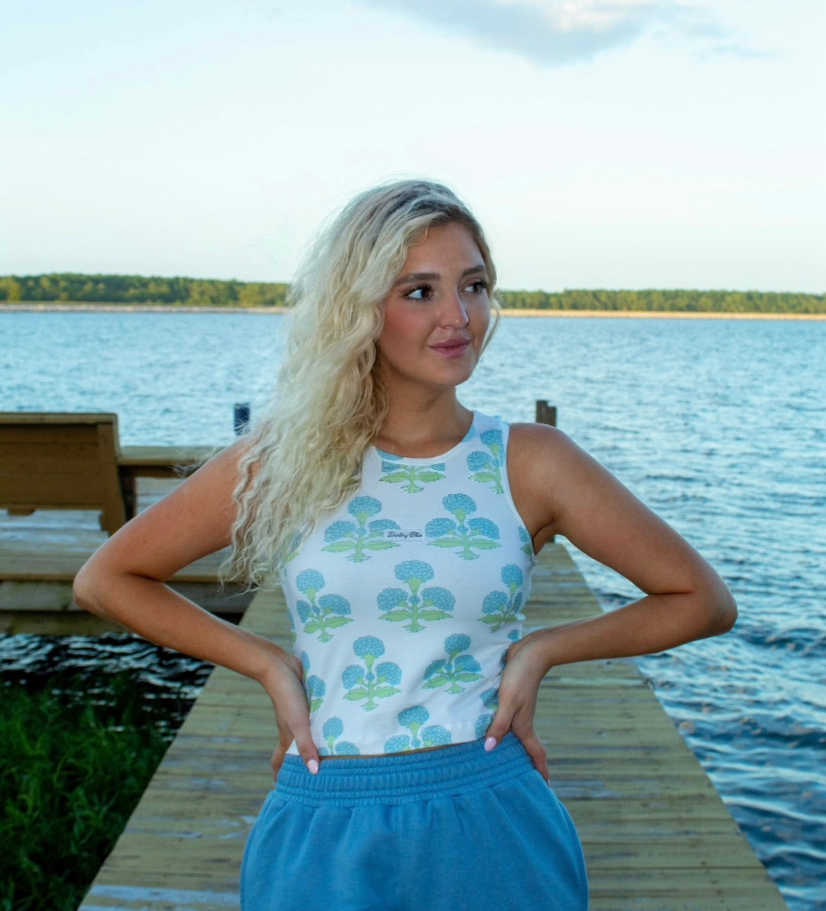 Darling Summer Coastal Blue Tank Top