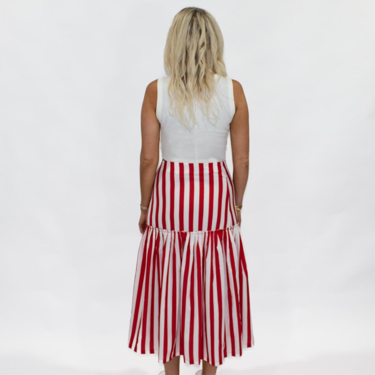 Sydney Red and White Striped Skirt