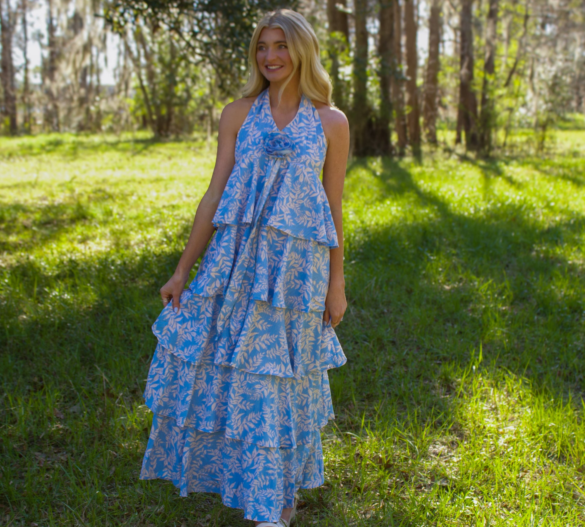 Kai Halter Neck Tiered Maxi Dress - S Kai Halter Neck Tiered Maxi Dress - S
