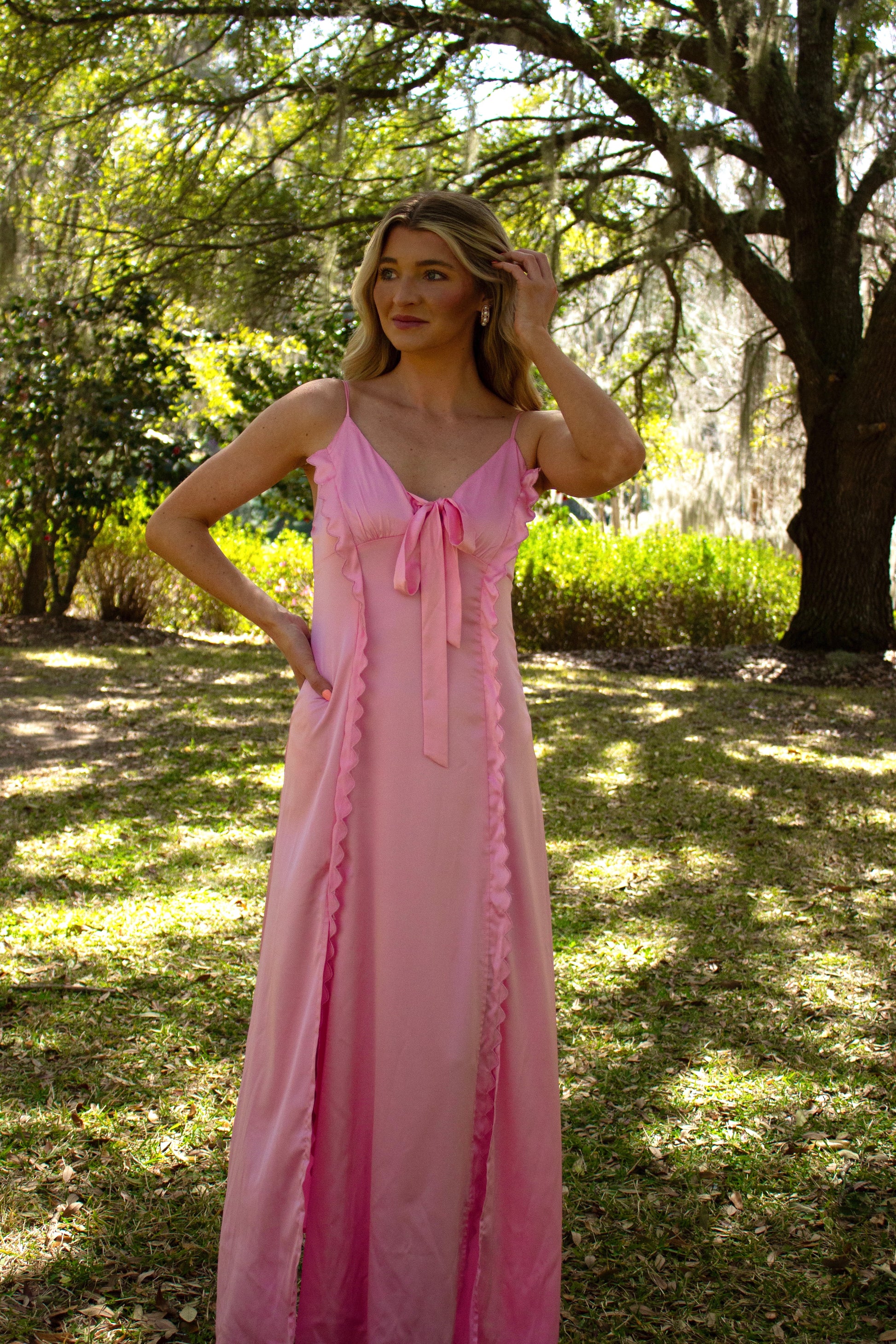 Sweetheart Pink Satin Dress - S Sweetheart Pink Satin Dress - S
