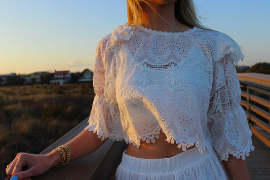 August White Eyelet Set