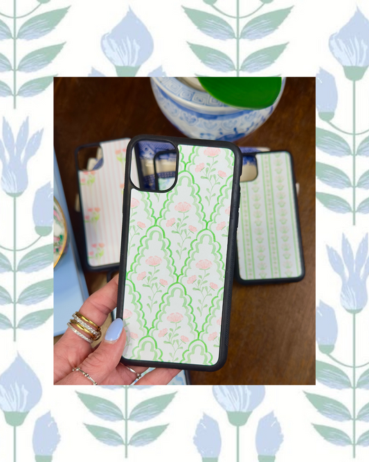 Pink + Green Scalloped Phone Case